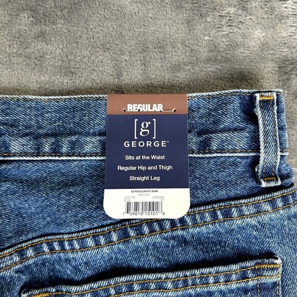 NWT George Men’s Regular Fit Straight Jeans Medium Wash Size 31x30 - Picture 9 of 11